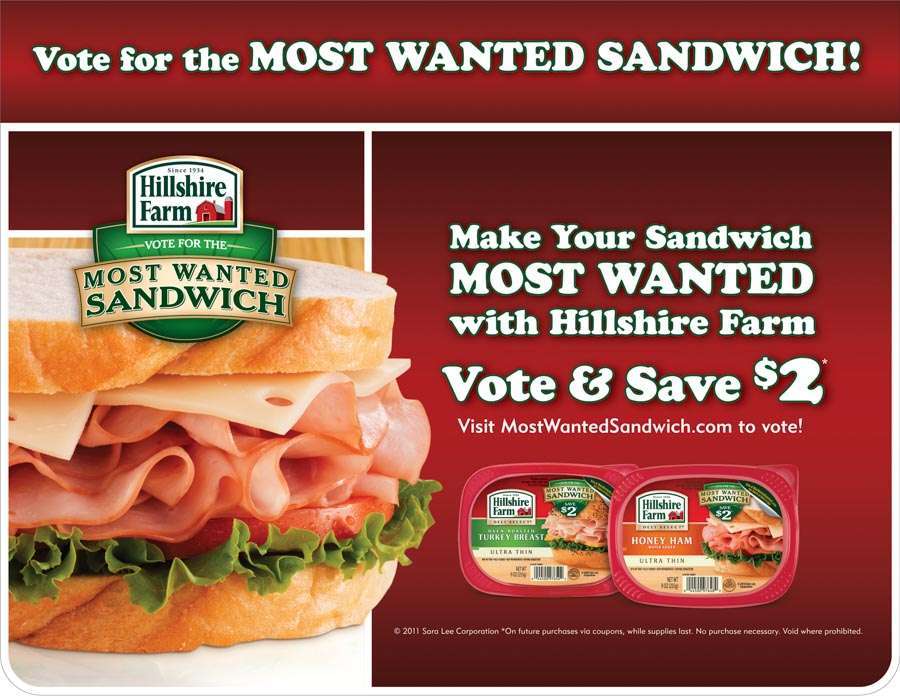 Hillshire Farm Most Watned Promotional Sign