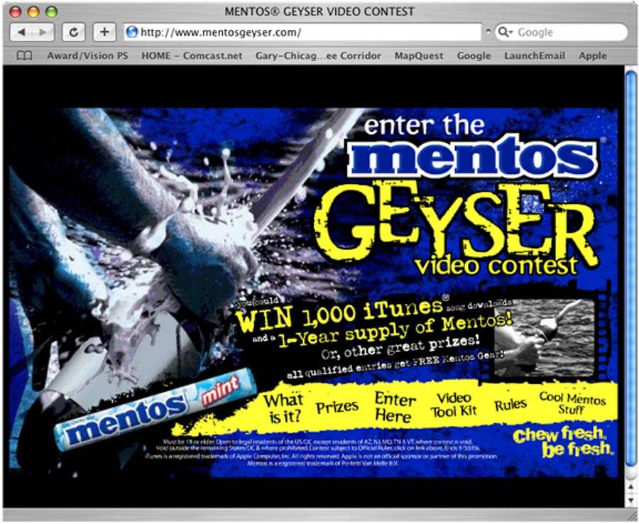 Mentos Promotional Microsite Design