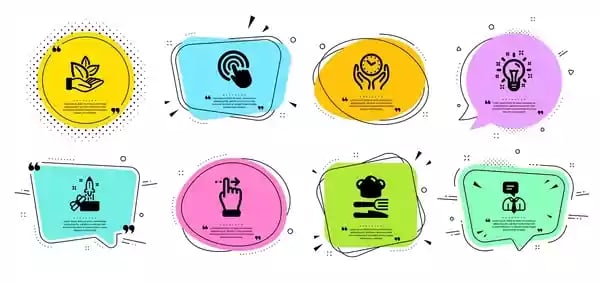 Various food icons.