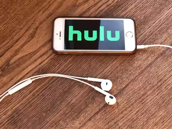 Phone with the Hulu app on display.