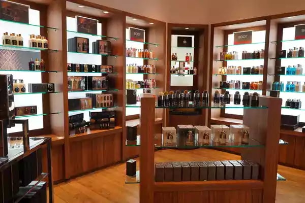 Shop filled with beauty products.