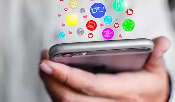 Phone with icons.