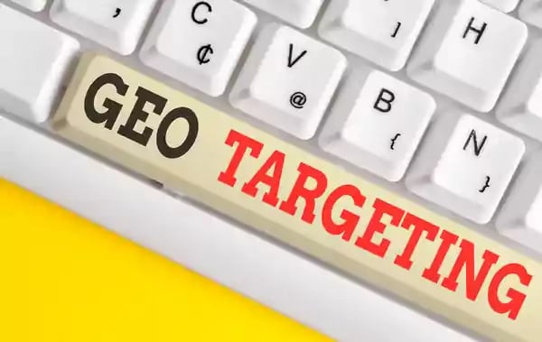Computer keyboard with space key labeled GEO targeting.