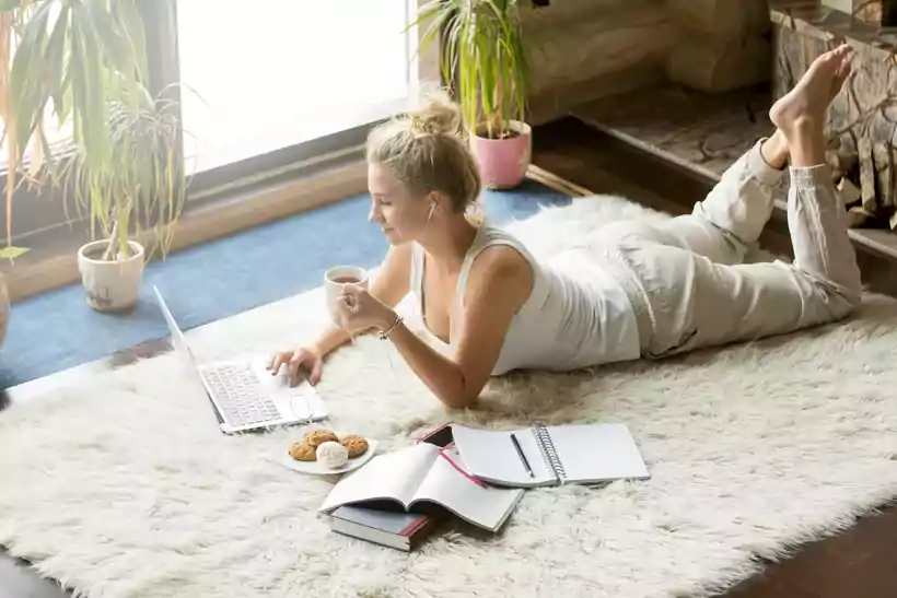 Women studying and relaxing at home